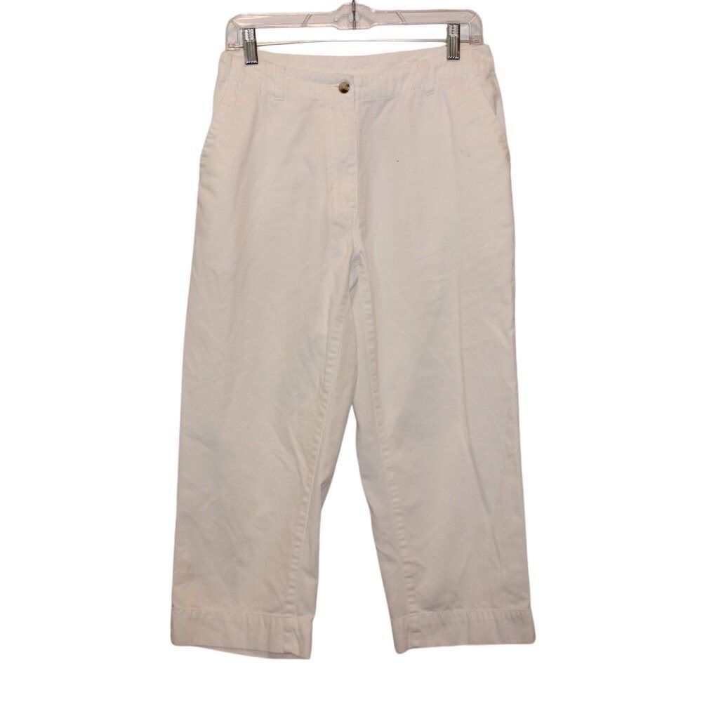 L.L. Bean White 100% Coton Blend Cropped Pants Women's Size 0